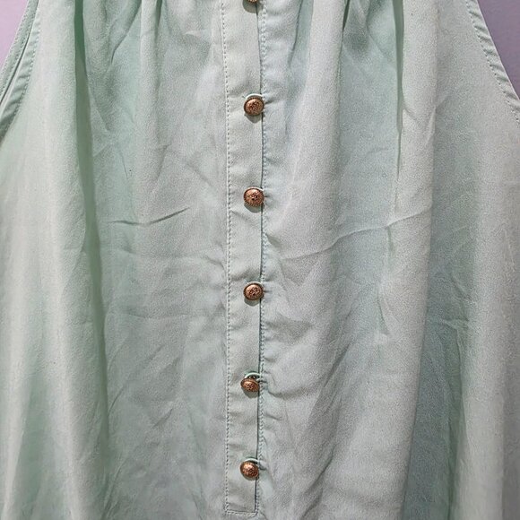 Eva Mendes Womens Sleeveless Tank Top Lot XL Mint Green Pink Button Front Blouse - Picture 4 of 15